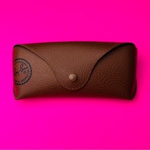 Ray Ban Brown Leather Lightweight Sunglasses Snap Button Case